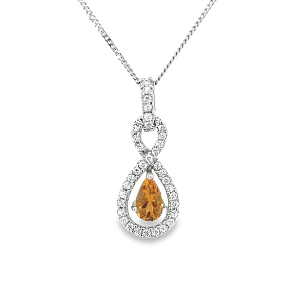 Sterling Silver Citrine CZ Pendant