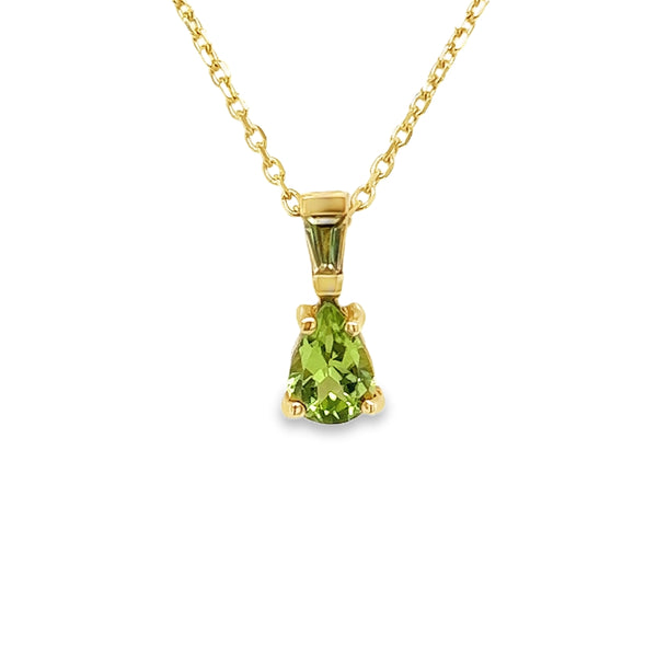 9ct Gold Pear Shaped Peridot Pendant