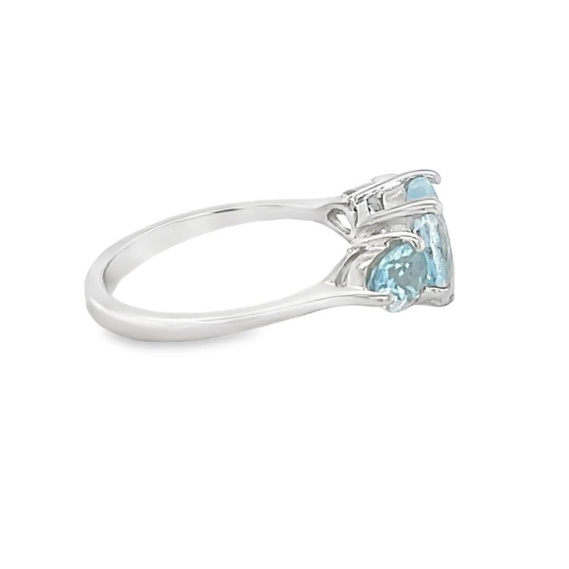 Silver Heart Cut Blue Topaz Ring