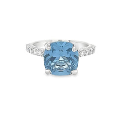 Silver Blue & White CZ Ring