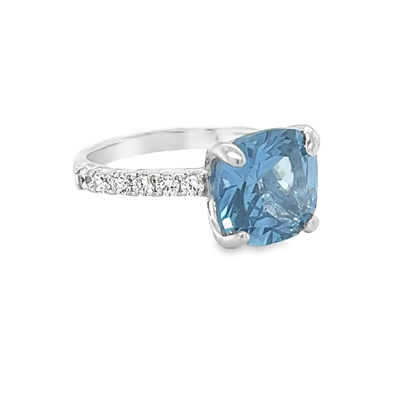 Silver Blue & White CZ Ring side