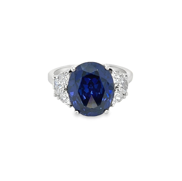 Sterling Silver Tanzanite Blue & White CZ Ring