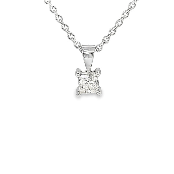 18ct White Gold Princess Cut Diamond Pendant 0.62ct