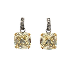 Silver Canary CZ Drop Earring