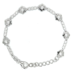 Sterling Silver CZ Flower Bracelet