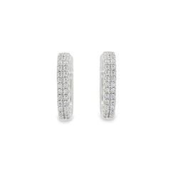 Silver CZ Rectangular Huggy Earrings