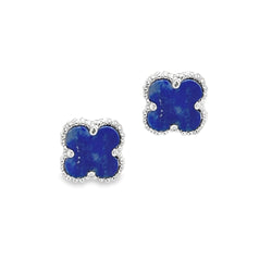 Silver Lapis Clover Stud Earring