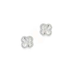 Silver Faceted Clover Stud Earring