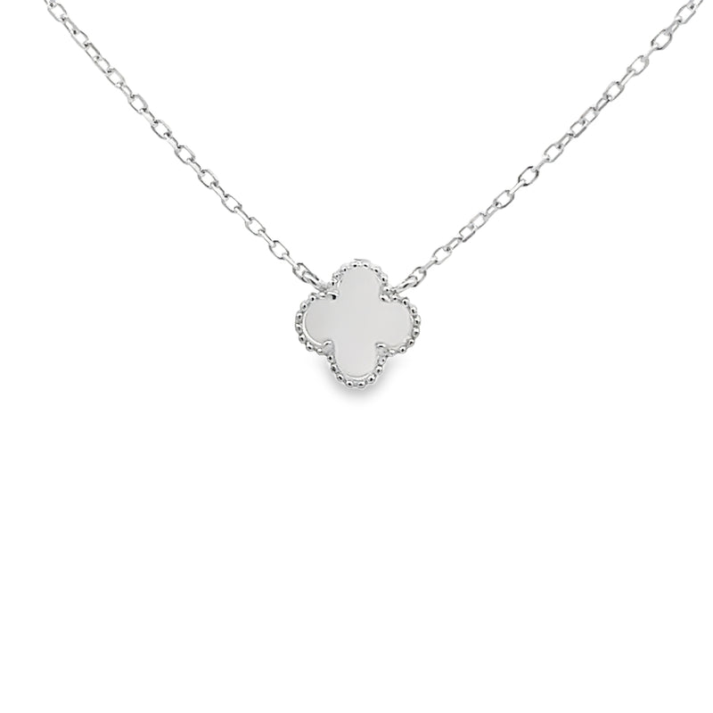 Silve Mother of Pearl Clover Necklace