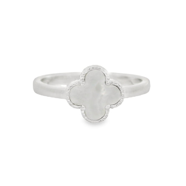 Silver Mother of Pearl Clover Ring