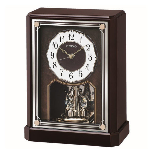 Seiko Rotating Pendulum Wooden Mantle Clock QXN233B