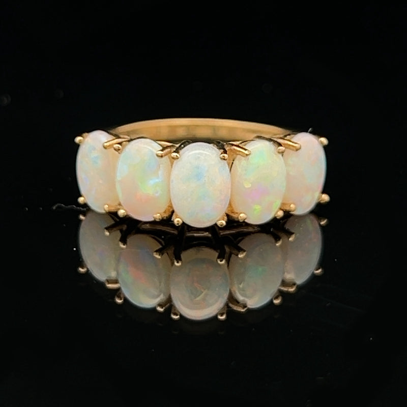 Opal 5 Stone Ring 9ct Gold