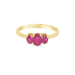 Ruby 3 Stone Ring 9ct Yellow Gold