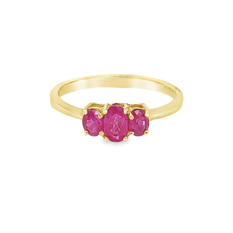 Ruby 3 Stone Ring 9ct Yellow Gold