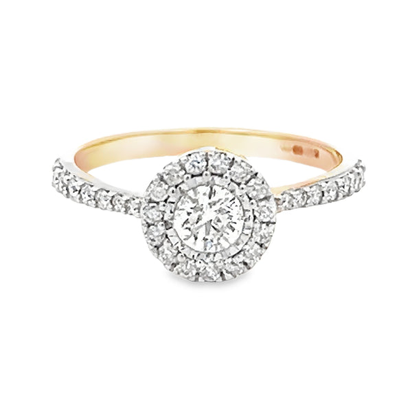 9ct Gold Diamond Halo Engagement Ring 0.60ct