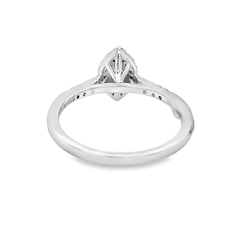 Marquise Diamond Halo Engagement Ring 0.50ct 18ct White Gold rear