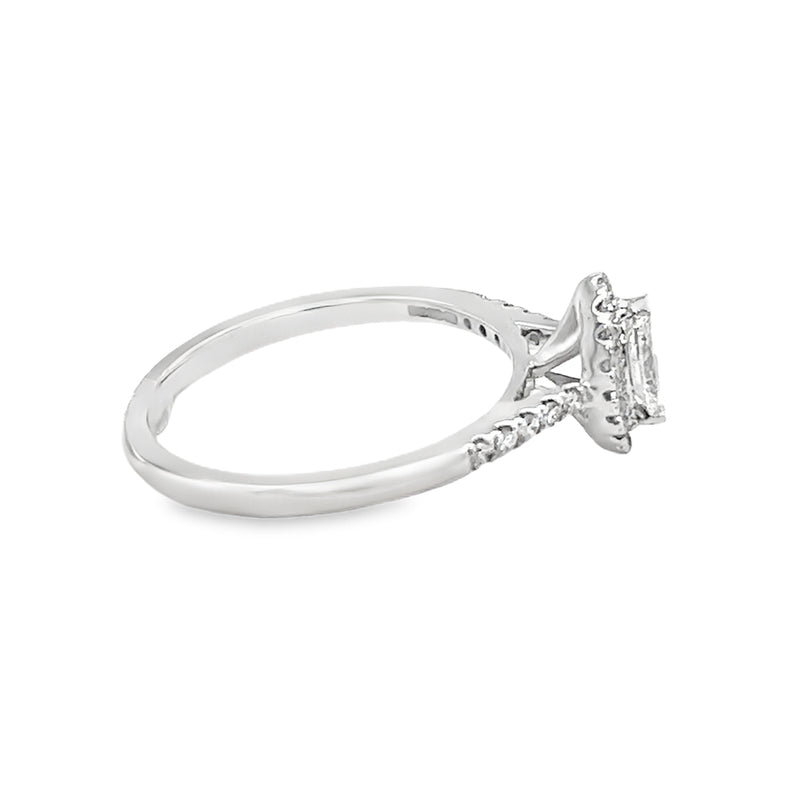 Marquise Diamond Halo Engagement Ring 0.50ct 18ct White Gold side