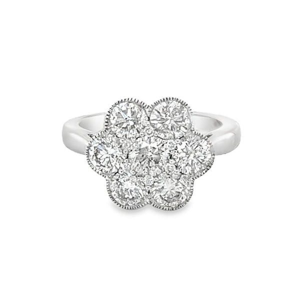 Diamond Daisy Engagement Ring 2.20ct 18ct White Gold