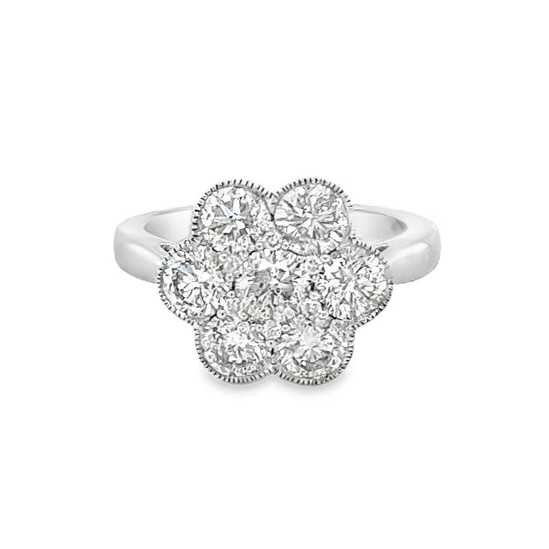 Diamond Daisy Engagement Ring 2.20ct 18ct White Gold