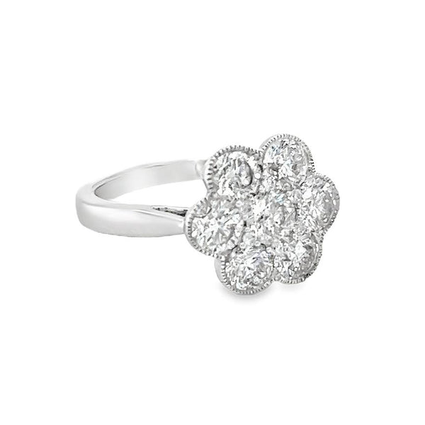 Diamond Daisy Engagement Ring 2.20ct 18ct White Gold side