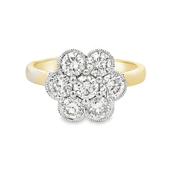 Diamond Daisy Engagement Ring 1.60ct 14ct Yellow Gold