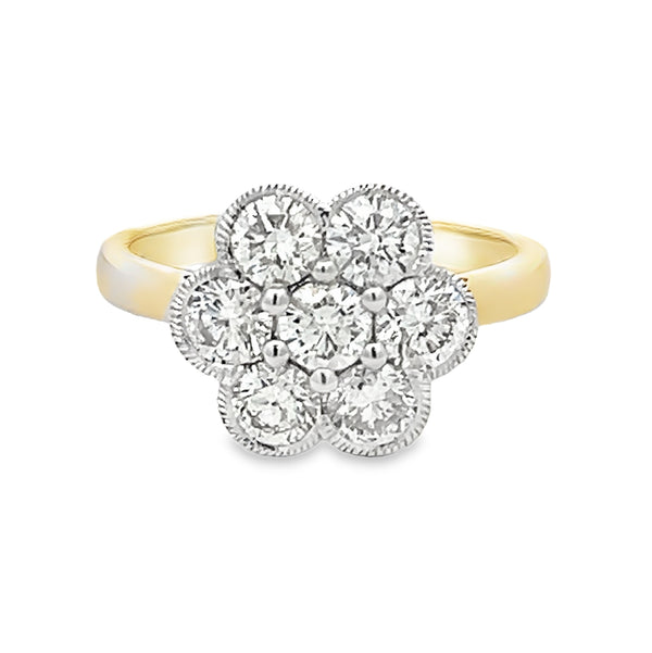 Diamond Daisy Engagement Ring 1.60ct 14ct Yellow Gold