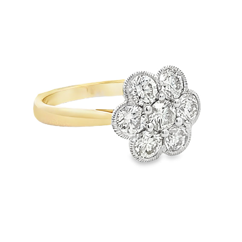 Diamond Daisy Engagement Ring 1.60ct 14ct Yellow Gold side