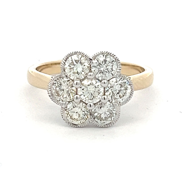 Diamond Daisy Engagement Ring 1.60ct 14ct Yellow Gold