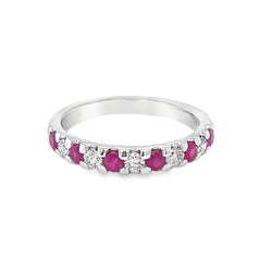 Ruby & Diamond Eternity Ring 9ct White Gold