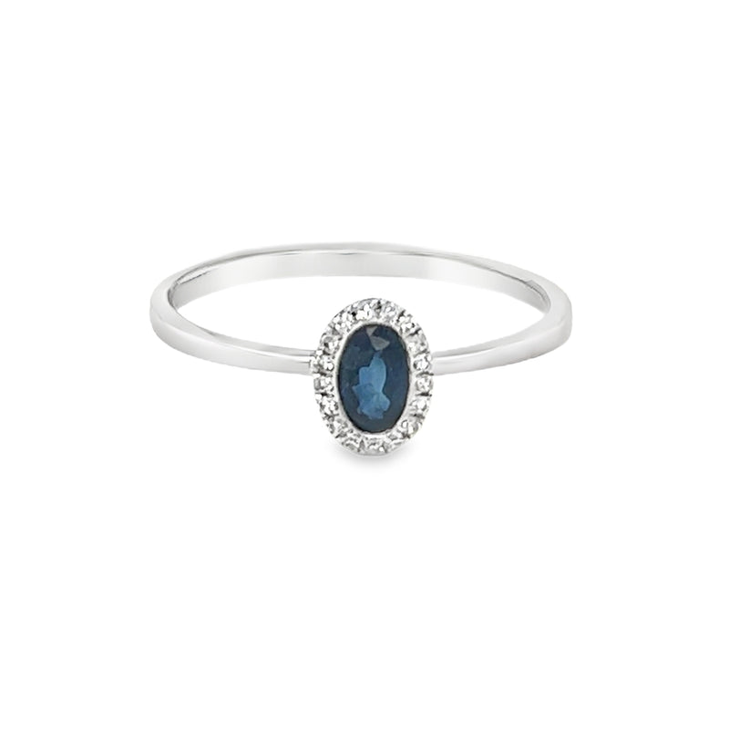 Sapphire & Diamond Oval Cluster Ring 9ct White Gold