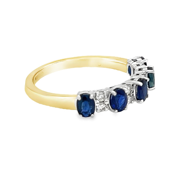 Sapphire & Diamond Eternity Ring 9ct Gold side