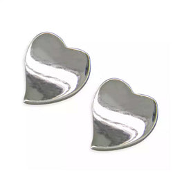 Sterling Silver Dished Heart Stud Earrings