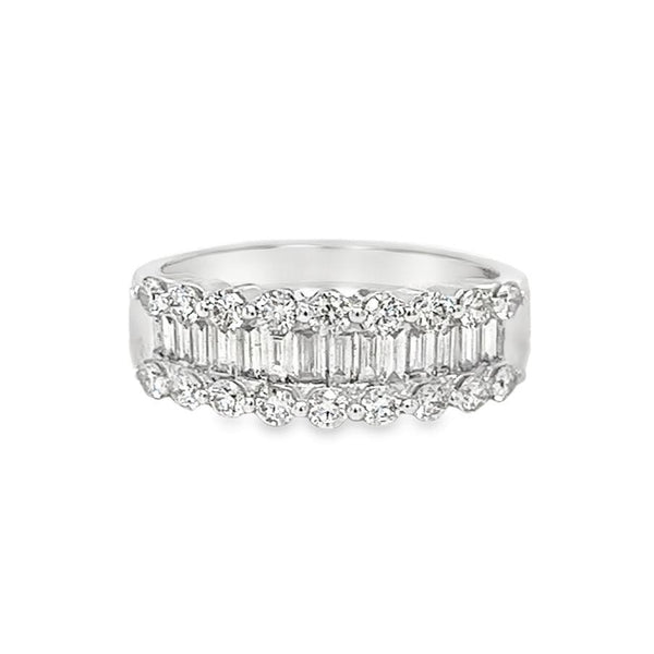 Diamond 3 Row Eternity Ring 1.15ct 9ct White Gold