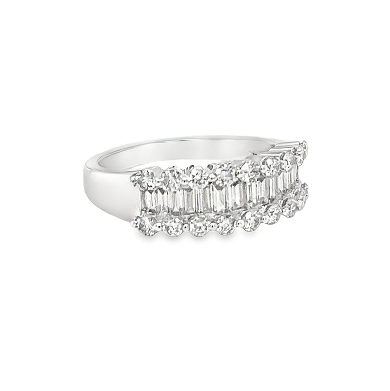 Diamond 3 Row Eternity Ring 1.15ct 9ct White Gold side