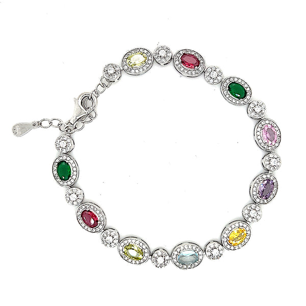 Sterling Silver Multi Coloured CZ Bracelet