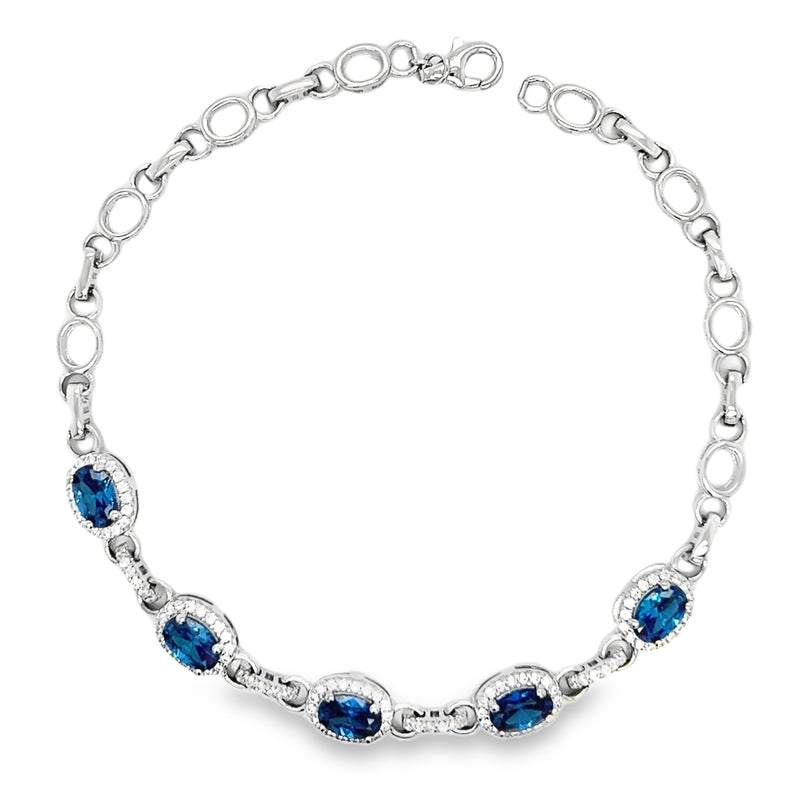 The Real Effect Silver Oval Blue CZ Bracelet RE48874SP