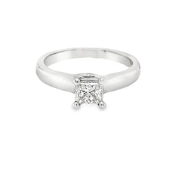 Solitaire Princess Cut Diamond 0.60ct Ring 18ct White Gold