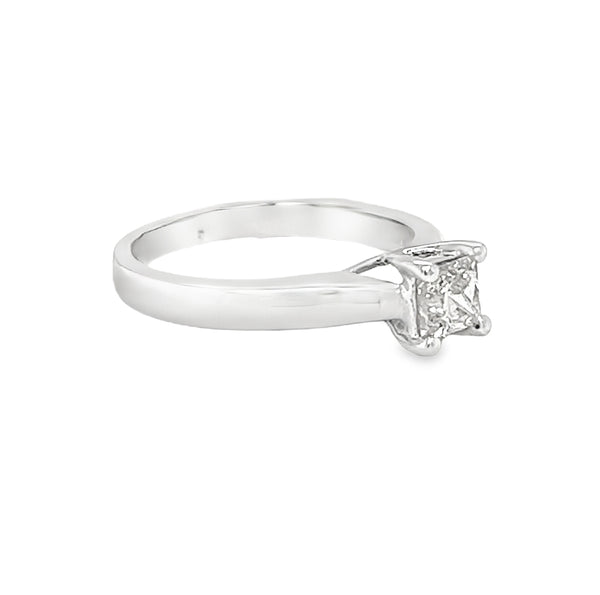 Solitaire Princess Cut Diamond 0.60ct Ring 18ct White Gold side