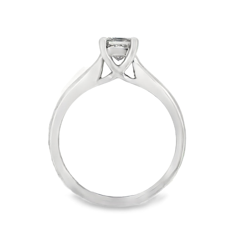 Solitaire Princess Cut Diamond 0.60ct Ring 18ct White Gold profile