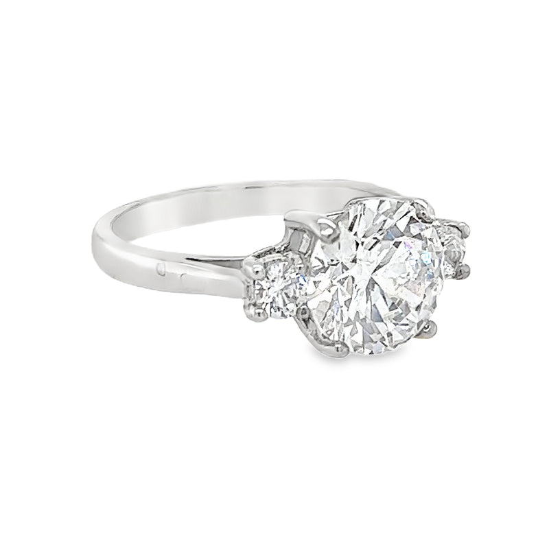 Sterling Silver 3 Stone CZ Dress Ring SH575L side