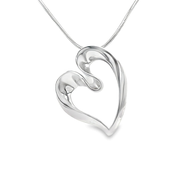 Sterling Silver Modern Heart Necklace