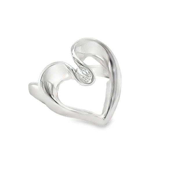 Sterling Silver Modern Open Heart Ring