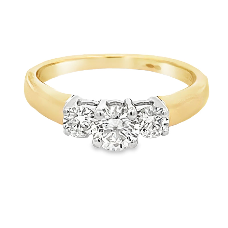 Diamond 3 Stone Ring 18ct Yellow Gold 0.75ct