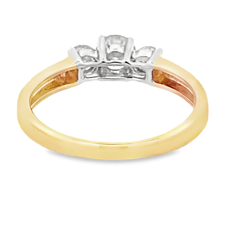 Diamond 3 Stone Ring 18ct Yellow Gold 0.75ct rear