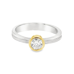 18ct 2 Colour Gold Solitaire Diamond Engagement Ring 0.34ct