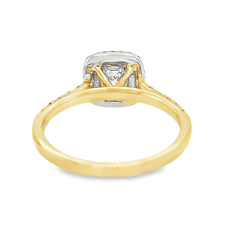 Diamond Cushion Double Halo Ring 0.66ct 18ct Gold rear