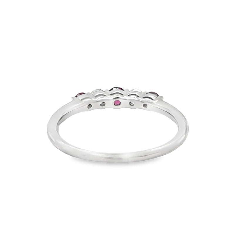 Ruby & Diamond Graduated 5 Stone Eternity Ring 18ct White Gold rear