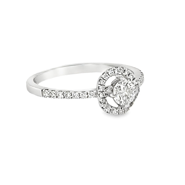 Diamond Halo Ring 0.48ct 18ct White Gold side