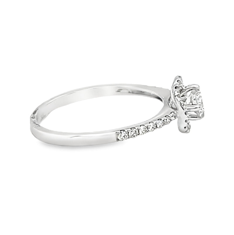 Diamond Halo Ring 0.48ct 18ct White Gold side 2