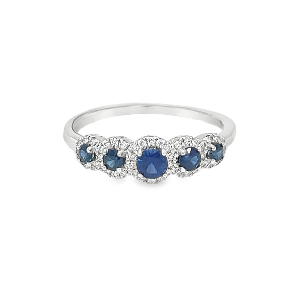 Sapphire & Diamond Graduated Eternity Ring 18ct White Gold